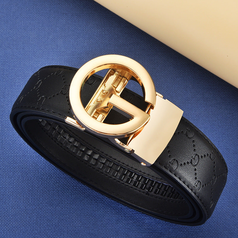 Men's Genuine Leather Alloy Automatic Buckle Versatile Korean Business Casual Fashion Belt
