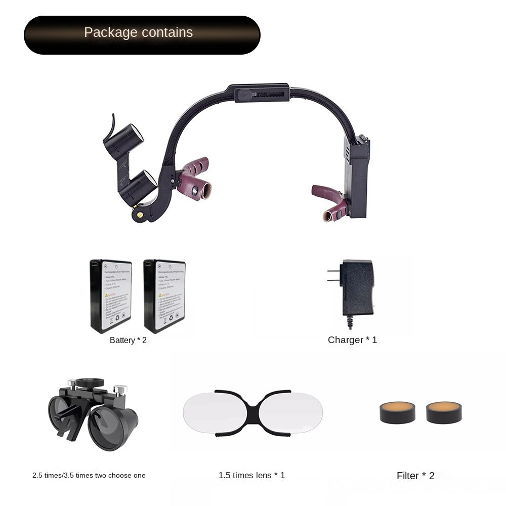 Dental oral head mounted magnifier with headlight HD orthopedic ENT optical instrument magnifying lens light