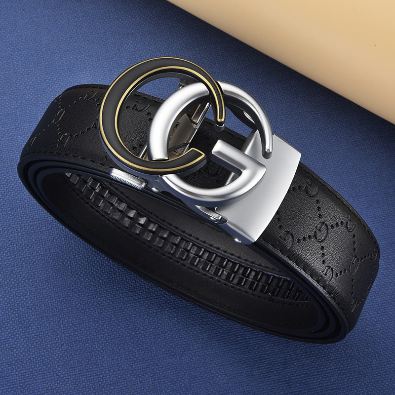 Men's Genuine Leather Alloy Automatic Buckle Versatile Korean Business Casual Fashion Belt
