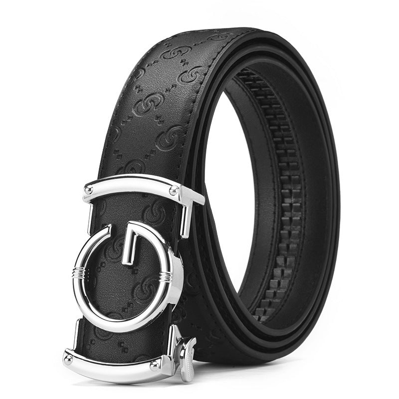 Men's Genuine Leather Alloy Automatic Buckle Versatile Korean Business Casual Fashion Belt