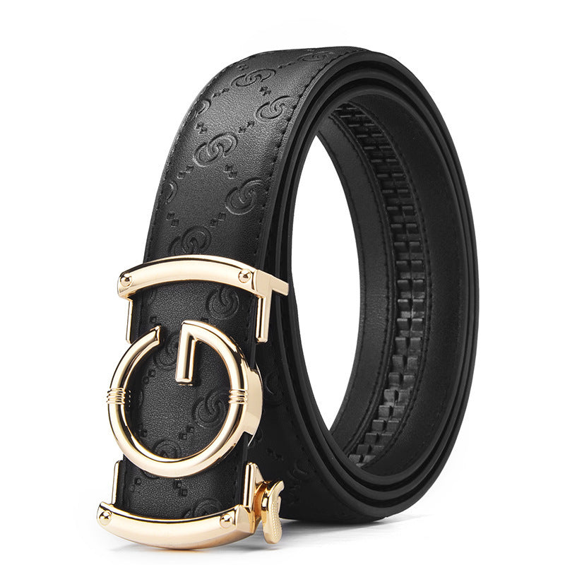 Men's Genuine Leather Alloy Automatic Buckle Versatile Korean Business Casual Fashion Belt