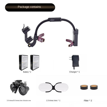 Dental oral head mounted magnifier with headlight HD orthopedic ENT optical instrument magnifying lens light