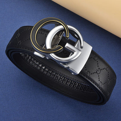 Men's Genuine Leather Alloy Automatic Buckle Versatile Korean Business Casual Fashion Belt