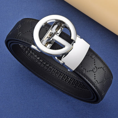 Men's Genuine Leather Alloy Automatic Buckle Versatile Korean Business Casual Fashion Belt