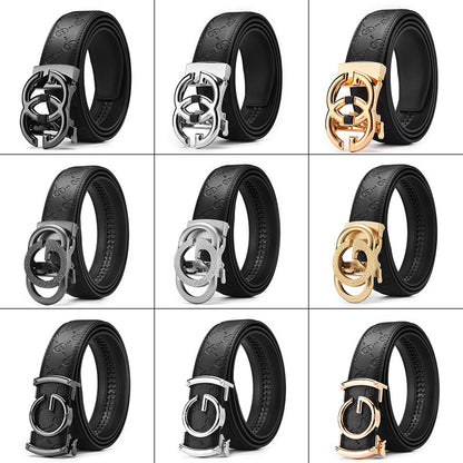 Men's Genuine Leather Alloy Automatic Buckle Versatile Korean Business Casual Fashion Belt